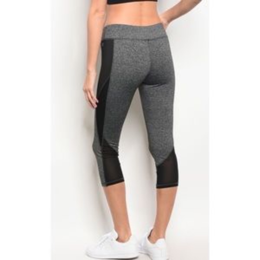 Gray Capri Yoga Workout Leggings - Picture 3 of 3